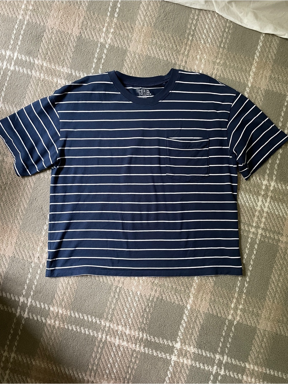 Time and Tru Pima cotton striped cropped tshirt XL